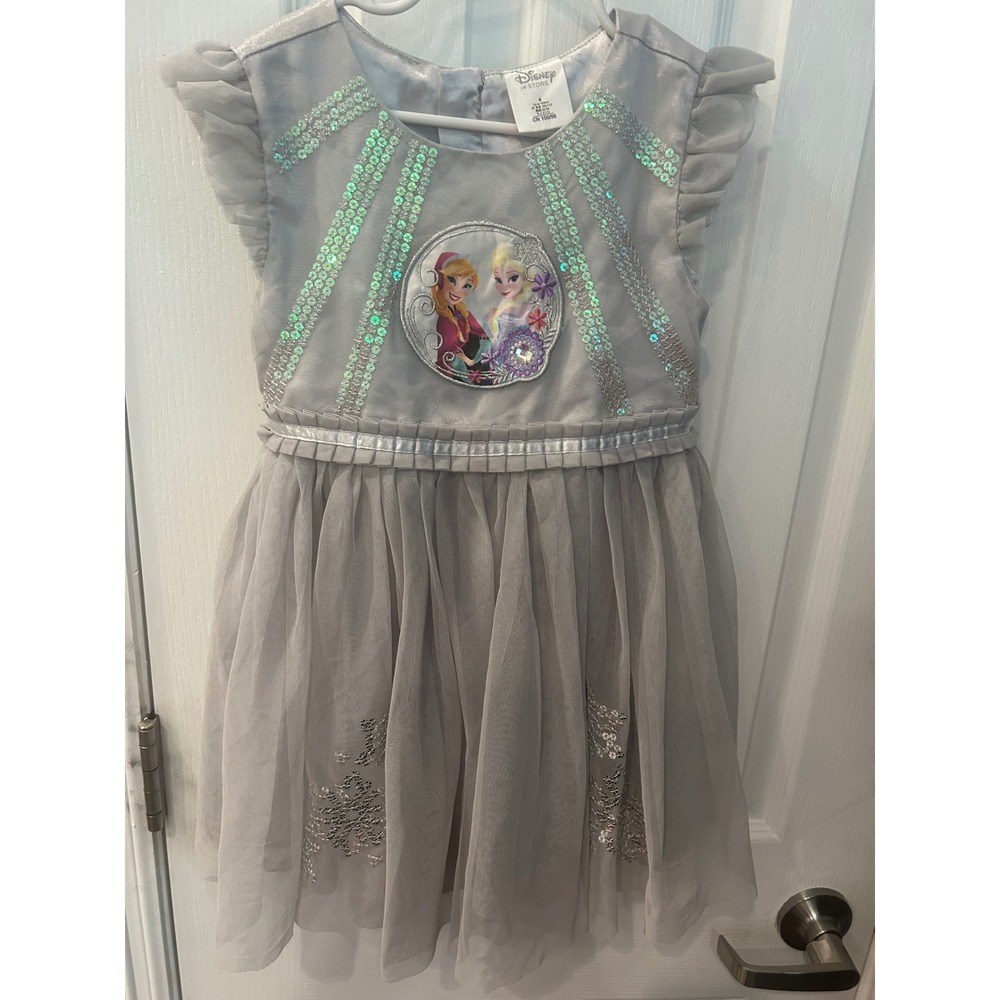 Disney Store Frozen Dress Silver Grey Sequin Tulle Anna Elsa Princess Gown 4
